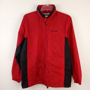 Columbia Cougar Peaks II Red Black Rain Jacket Stow Away Hood